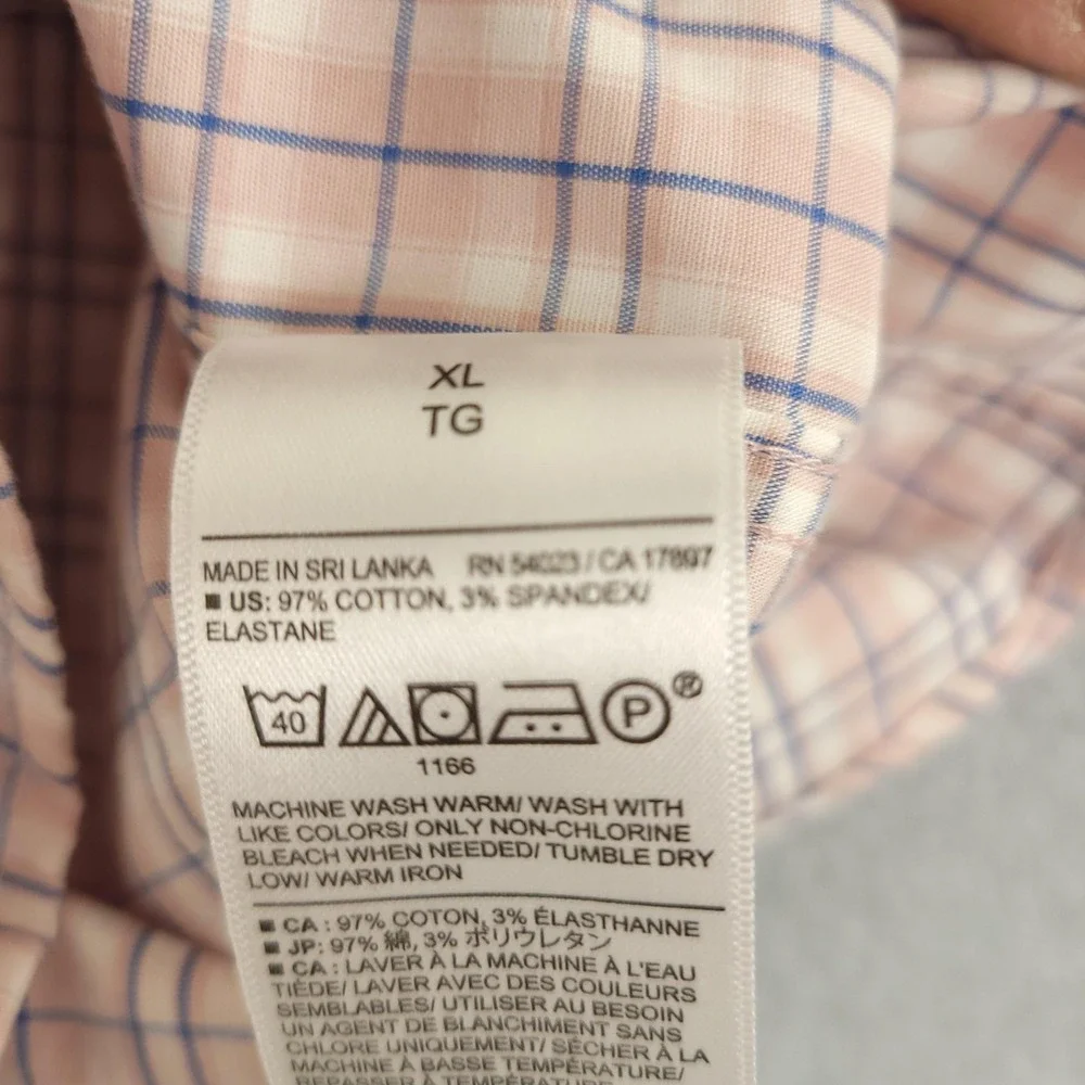 Banana Republic Shirt Mens XL Pink Plaid Long Sleeve Button Up Stretch Casual